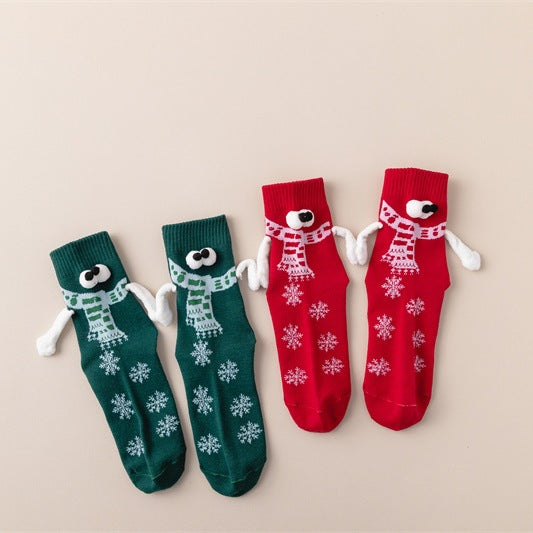 マグネット付きクリスマスソックス - 白 無地 通気性抜群 万能ソックス