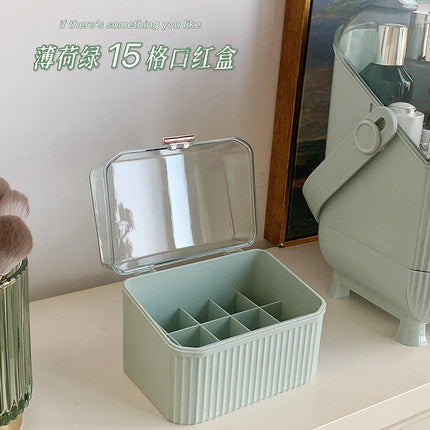 化粧品収納ボックス - 透明 引き出し スキンケア デスクトップ 防塵 取っ手付き