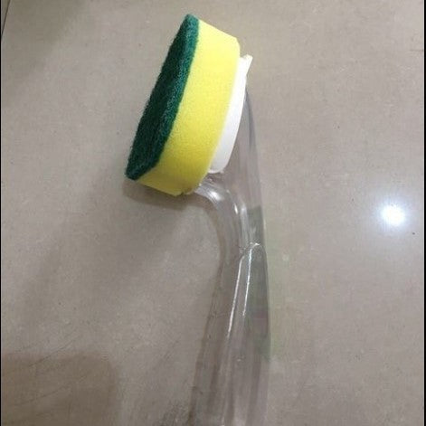 食器洗いブラシ 取り外し可能ハンドル - 洗剤入れ スポンジ 強力洗浄