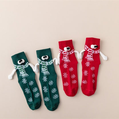 マグネット付きクリスマスソックス - 白 無地 通気性抜群 万能ソックス