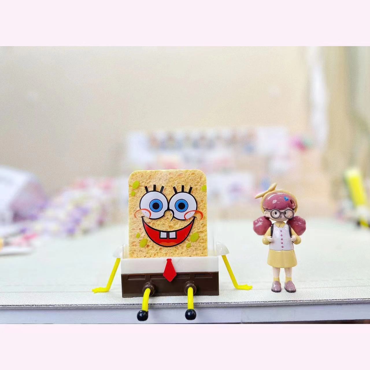 スポンジボブ 水切りラック - キッチン スポンジホルダー 吸水 かわいい
