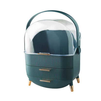 化粧品収納ボックス - 透明 引き出し スキンケア デスクトップ 防塵 取っ手付き